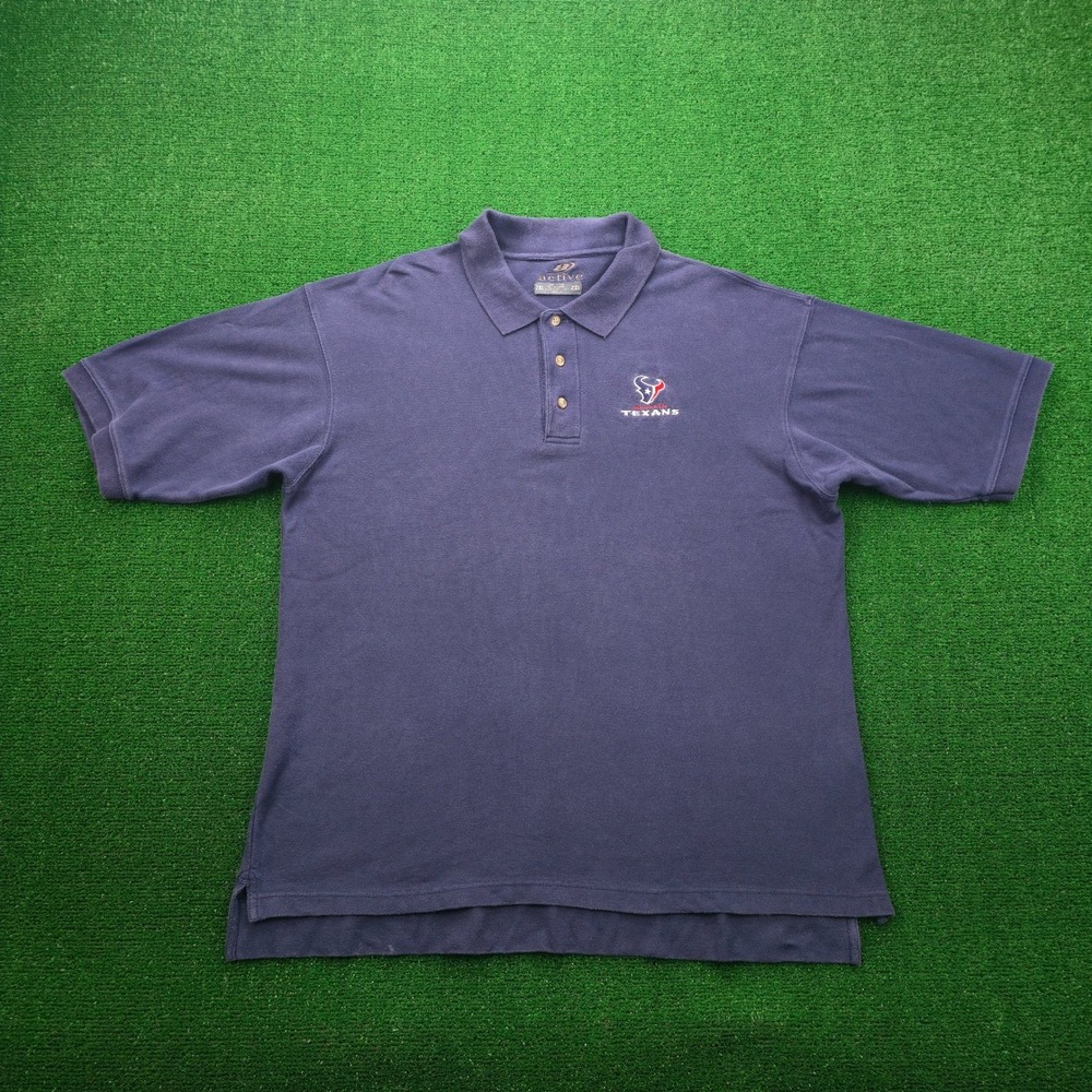 Houston Texans NFL Polo Shirt Mens 2XL Blue Embroidered Football Logo